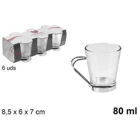8 CLS TAZA CAFE SOLO EXPRESO CRISTAL TRANSPARENTE CON ASA METAL - CAJA 6 UNIDADES