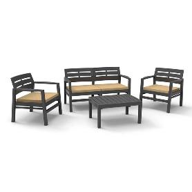 TRESILLO JAVA ANTRACITA 4 PIEZAS + COJINES