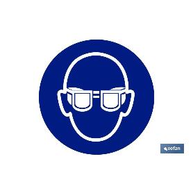 SEÑAL ADHESIVA 105X105MM. OBLIGATORIO USO DE GAFAS
