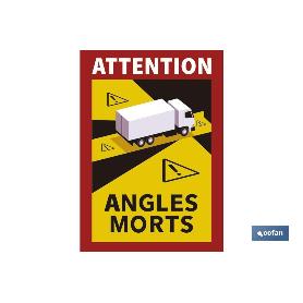 ETIQUETA ADHESIVA «ATTENTION ANGLES MORTS» CAMIONES   CAJA 5 UNID.