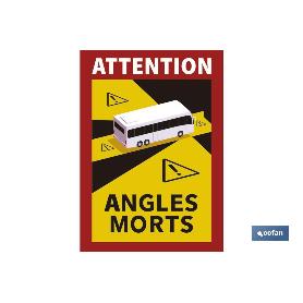 ETIQUETA ADHESIVA «ATTENTION ANGLES MORTS» AUTOBUSES   CAJA 3 UNID.