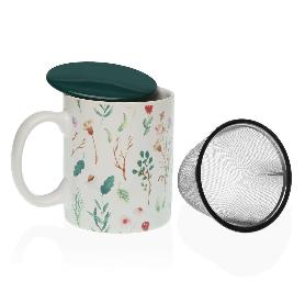 MUG TAZA PORCELANA + TAPA + FILTRO 35 CL SANSA