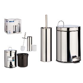 CUBO PEDAL 5 L + PORTAESCOBILLAS INOXIDABLE