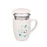 TAZA MUG PORCELANA + FILTRO + TAPA TEA 340 ML
