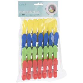 PINZAS ROPA PLASTICO COLORES 28 PIEZAS