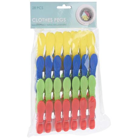 PINZAS ROPA PLASTICO COLORES 28 PIEZAS