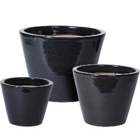 MACETAS NEGRAS CERAMICA 15+20+23 CM