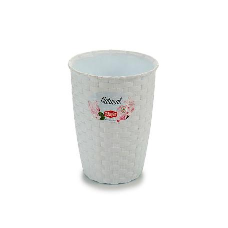MACETA PLASTICO RATAN BLANCA 19 CM