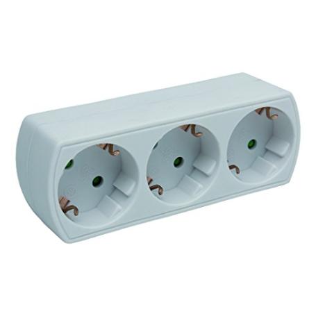 ADAPTADOR 3 VIAS FRONTAL SCHUKO CON INTERRUPTOR (3.500W)