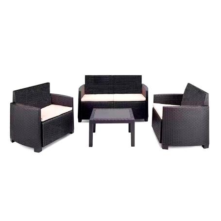 TRESILLO ARENA ANTRACITA 4 PIEZAS 8 COJINES