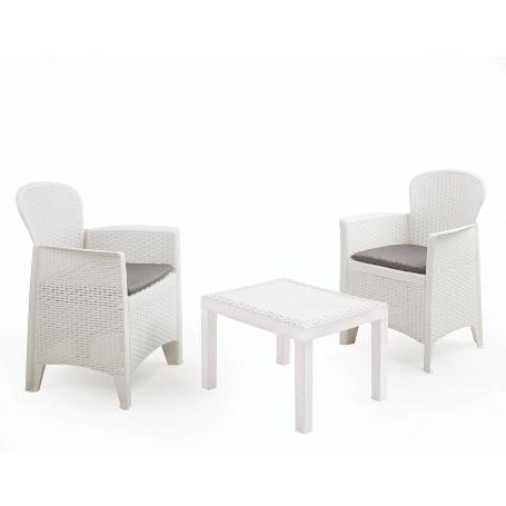 TRESILLO AKITA COJINES BLANCO 3 PIEZAS