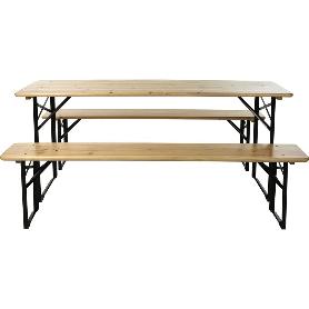 MESA + 2 BANCOS PLEGABLES MADERA