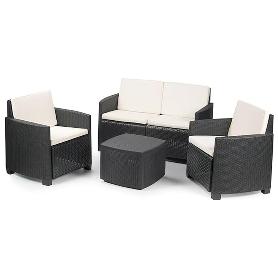 TRESILLO ETNA 4 PIEZAS 8 COJINES ANTRACITA