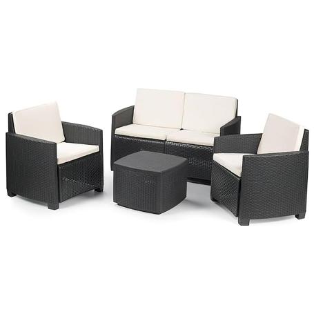 TRESILLO ETNA 4 PIEZAS 8 COJINES ANTRACITA