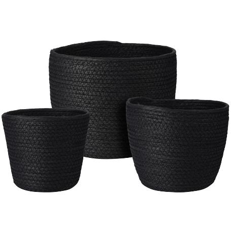 CESTAS VEGETAL NEGRAS 17+19+23 CM