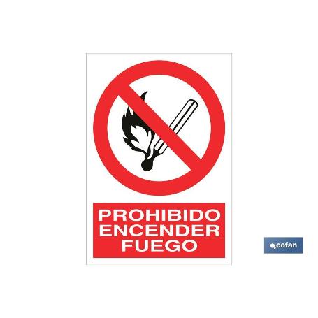 SEÑAL POLIESTIRENO 297X210MM. PROHIBIDO ENCENDER FUEGO