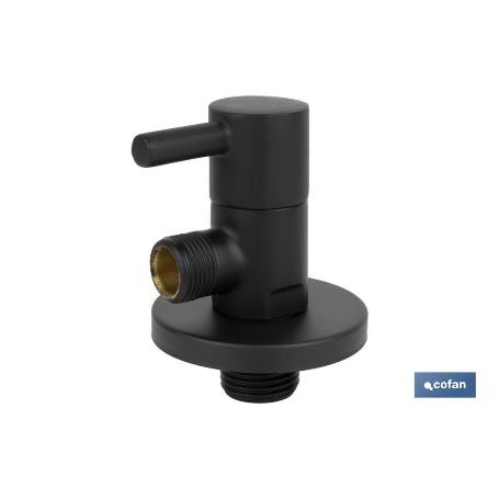 VÁLVULA DE ESCUADRA 1/2 X 3/8 MODELO LUX NEGRA