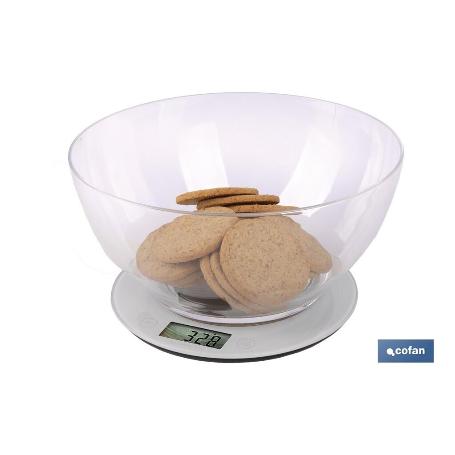 BÁSCULA DE COCINA DIGITAL CON CUENCO DE CAPACIDAD 3,8 L 10 KILOS Ø25,5 X 14 CM