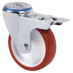 RUEDA GIRATORA AGUJ.M10 FR.20ZVLFD80CP-POLSB POLIAMIX BL.-POLIUR.MARRON BOL.