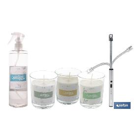 PACK DE 3 VELAS,ENCENDEDOR ELECTRICO,BRUMA TEXTIL