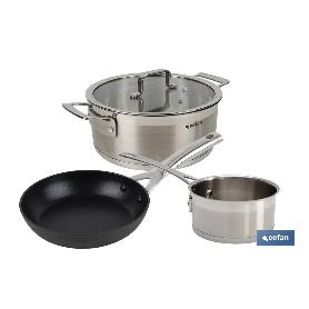 PACK DE CACEROLA INDUCCIÓN 4.3 L, CAZO 1L INDUCCIÓN, SARTEN INDUCCIÓN 20 CM