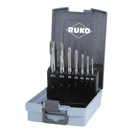 RUKO-245061RO-JUEGO DE 7 MACHOS MÁQUINA M DIN 371 / 376 HSS-CO 5 RECTIFICADOS TIPO B (EN ESTUCHE PLÁSTICO)