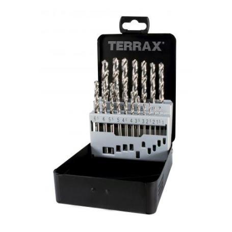 TERRAX-A214214RO-JUEGOS DE 19 BROCAS DIN 338 TIPO N HSS RECTIFICADAS (ESTUCHE PLÁSTICO)