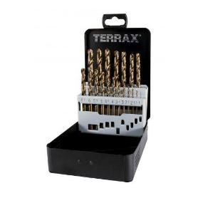 TERRAX-A215214RO-JUEGOS DE 19 BROCAS DIN 338 TIPO N HSS-CO 5 RECTIFICADAS (ESTUCHE PLÁSTICO)