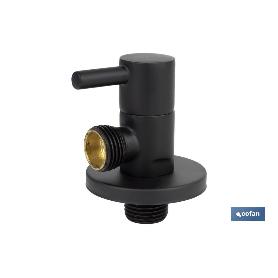 VÁLVULA DE ESCUADRA 1/2 X 1/2 MODELO LUX NEGRA