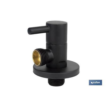 VÁLVULA DE ESCUADRA 1/2 X 1/2 MODELO LUX NEGRA