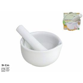 MORTERO PORCELANA BLANCA PEQUEÑO 9X9X5 CMS APTO PARA USO ALIMENTARIO