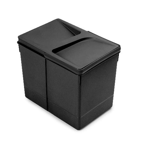 EMUCA CONTENEDOR DE RECICLAJE PARA CAJÓN DE COCINA RECYCLE ALTURA 266MM, 1X15LITROS, PLÁSTICO, NEGRO