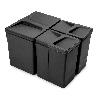 EMUCA KIT DE CONTENEDORES DE RECICLAJE PARA CAJÓN DE COCINA RECYCLE ALTURA 266MM, 1X15LITROS, 2X7LITROS, PLÁSTICO, 