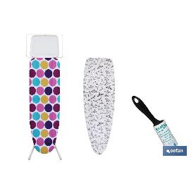 PACK DE TABLA DE PLANCHA 120 X 38 CM ,FUNDA Y RODILLO QUITAPELUSAS