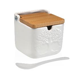 AZUCARERO CUADRADO + CUCHARA BLANCO ARBOL