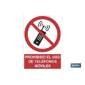 SEÑAL POLIESTIRENO 297X210 MM. PROHIBIDO EL USO DE TELÉFONOS MÓVILES