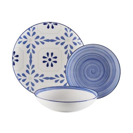 VAJILLA PORCELANA 18 PIEZAS AZURITA