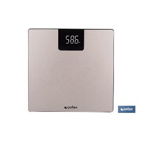BÁSCULA DE BAÑO DIGITAL DE COLOR PIEDRA CON PANTALLA LED 30 X 30 X 2,2 CM