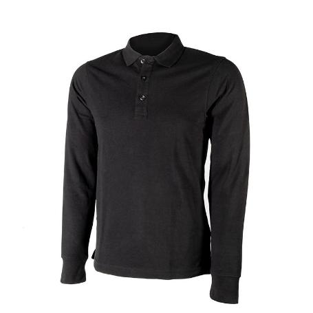 POLO PIQUE MANGA LARGA CUELLO CANALÉ VARIOS COLORES TALLA S-XXL COLOR ROPA COLOR NEGRO TALLA S