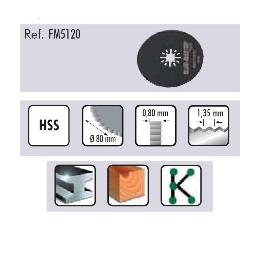 HOJA S/OSCIL.REDONDA HSS 80MM FM5120