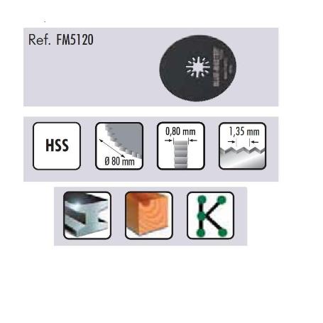 HOJA S/OSCIL.REDONDA HSS 80MM FM5120