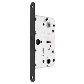 PICAPORTE MAGNETICO POLARIS 2XT E50 BAÑO. CROMO SATINADO. FRONTAL 18X196MM CUADRADILLO 6X6 Y 8X8MM. ACABADO NEGRO M