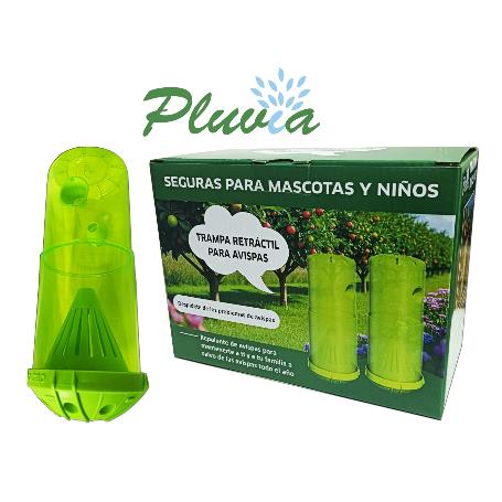PLUVIA TRAMPA AVISPAS RETRACTIL VERDE 2 UNIDADES + CEBO 9,5 X 12,5 CM
