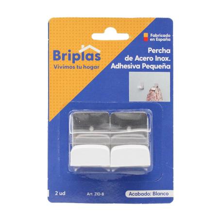 PERCHA ACERO INOX ADHESIVO PEQUEÑA BLANCO