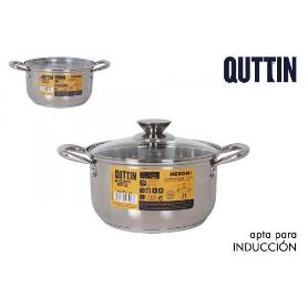 20 CMS CACEROLA  ACERO INOXIDABLE CON TAPA CRISTAL APTO PARA INDUCCION 4 LITROS NERON QUTTIN