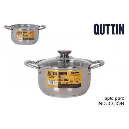 20 CMS CACEROLA  ACERO INOXIDABLE CON TAPA CRISTAL APTO PARA INDUCCION 4 LITROS NERON QUTTIN
