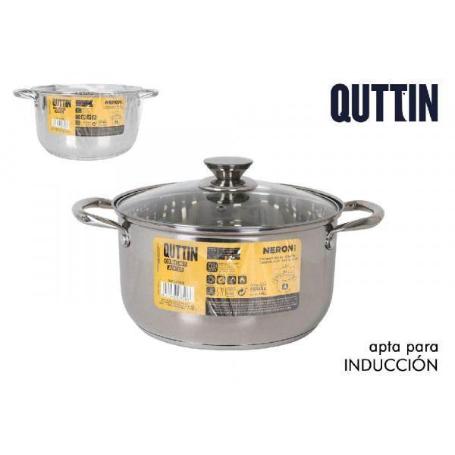 26 CMS CACEROLA  ACERO INOXIDABLE CON TAPA CRISTAL APTO PARA INDUCCION NEW NERON QUTTIN