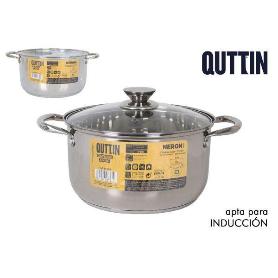 26 CMS OLLA  ACERO INOXIDABLE CON TAPA CRISTAL APTO PARA INDUCCION 10 LITROS NEW NERON QUTTIN