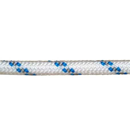 CUERDA POLIESTER TRENZADA BLANCA / AZUL 4 MM. BOBINA 200 M.