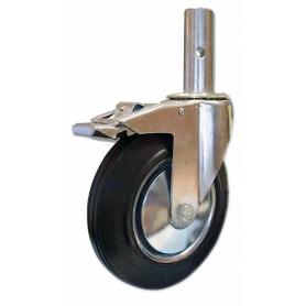 RUEDA GIRATORA ANDAMIO FRENO 30ZVAFD200-BSR METALICO-GOMA NEGRA EJE RODILLOS